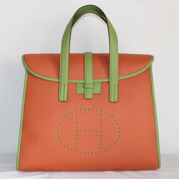 Best Hermes FeuDou Bag Orange/Green 509095